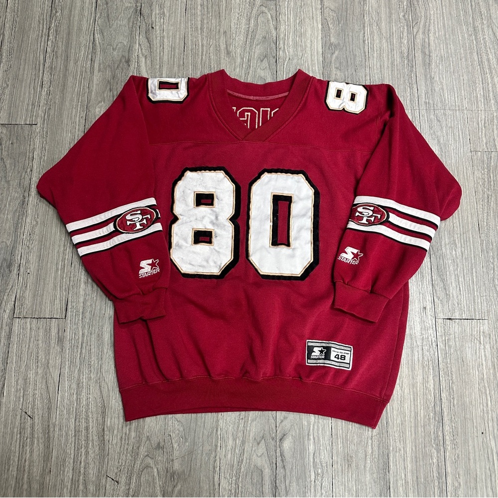Vintage 90’s Starter San Francisco 49ers Jerry Rice #80 Jersey Crewneck